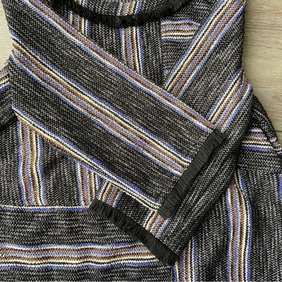 Anthropologie Current  Air Black Tweed Stripe Fringe Top - Picture 11 of 16